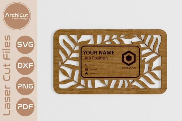 Business Card Floral Leaf Wood Laser Cut