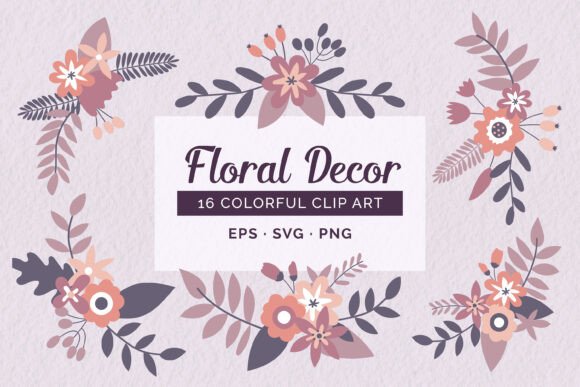 Cute Floral Cliparts for Real Embroidery