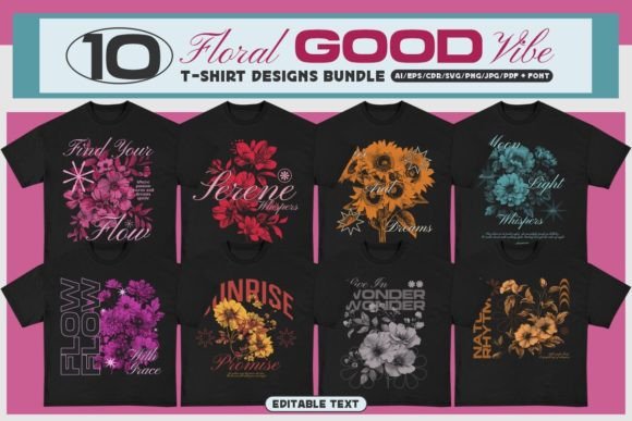 Floral Good Vibe T-shirt Design Bundle Review