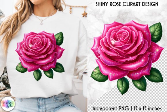 Rose Clipart with Glitter Texture PNG Review
